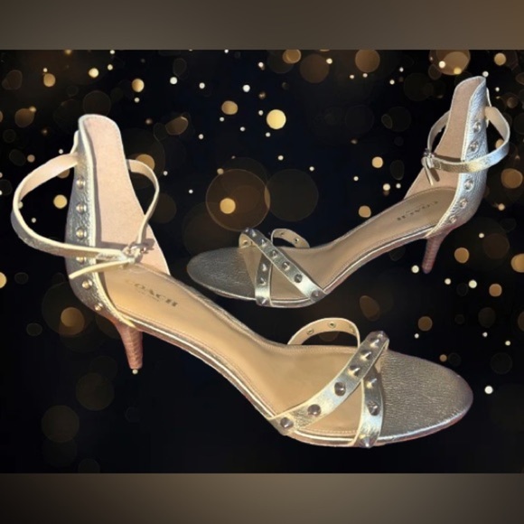 NWOT, Coach “May” Metallic Gold, Polished Pebble leather Shoe/Sandal sz 10 B - Picture 2 of 7